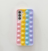 iCoque Samsung Galaxy S21 Plus Pop It Case - Silicone Bubble Toy Case Anti Stress Cover Rainbow