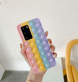 iCoque Funda Samsung Galaxy A50 Pop It - Silicona Bubble Toy Case Anti Stress Cover Rainbow