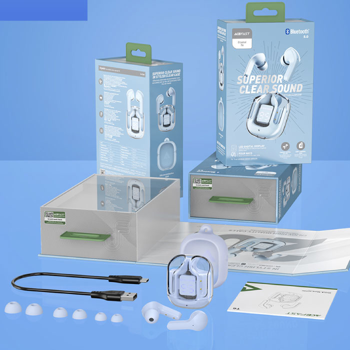 Acefast Écouteurs sans fil T6 - Écouteurs à commande tactile TWS Bluetooth 5.0 Vert