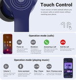 Acefast Auricolari Wireless T6 - Auricolari Touch Control TWS Bluetooth 5.0 Azzurro
