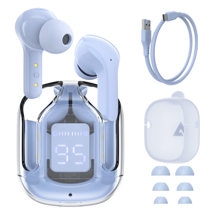 Auriculares inalámbricos T6 - Auriculares con control táctil TWS Bluetooth 5.0 azul claro