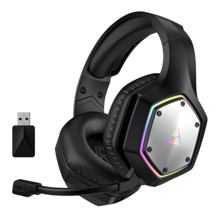 Casque de jeu sans fil E1000 WT - Casque avec microphone Bluetooth 7.1 Surround Noir