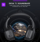 EKSA Casque de jeu sans fil E1000 WT - Casque avec microphone Bluetooth 7.1 Surround Noir