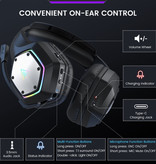 EKSA Casque de jeu sans fil E1000 WT - Casque avec microphone Bluetooth 7.1 Surround Noir