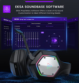 EKSA Casque de jeu sans fil E1000 WT - Casque avec microphone Bluetooth 7.1 Surround Noir