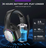 EKSA E1000 WT Draadloze Gaming Headset - Koptelefoon met Microfoon Bluetooth 7.1 Surround Zwart