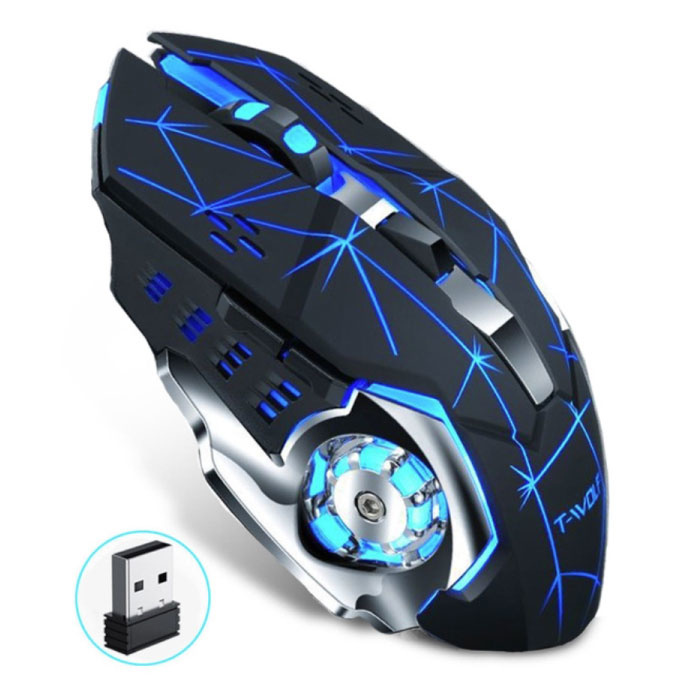 Q-13 Kabellose Gaming-Maus – 2,4 GHz RGB Optisch Ergonomisch mit DPI-Anpassung bis zu 2400 DPI – Schwarz