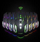 T-WOLF Q-13 Draadloze Gaming Muis - 2.4GHz RGB Optisch Ergonomisch met DPI Aanpassing tot 2400 DPI - Zwart