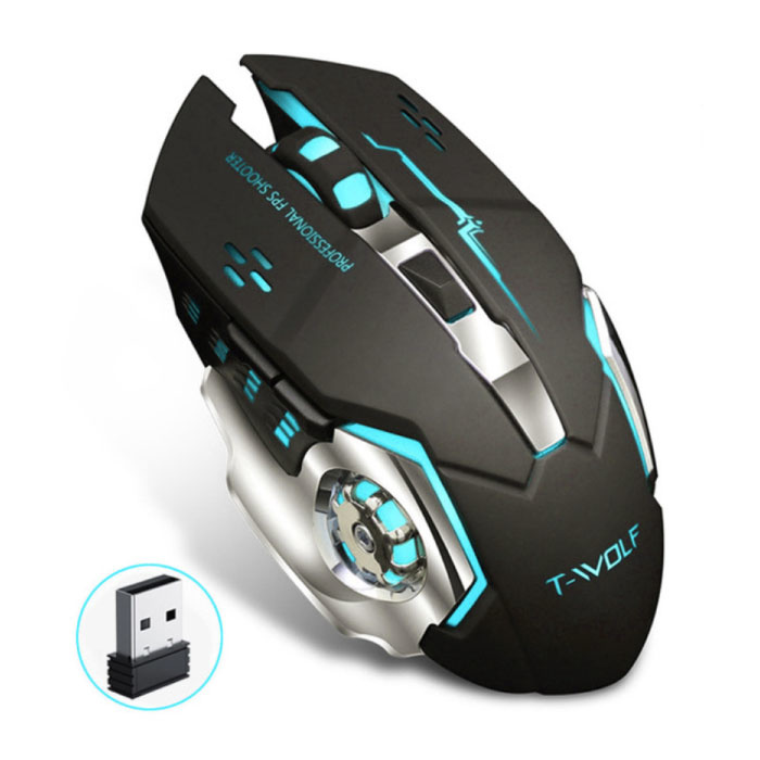 Q-13 Wireless Gaming Mouse - 2.4GHz RGB Optical Ergonomic with DPI Adjustment up to 2400 DPI - Black