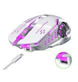 T-WOLF Mouse da gioco wireless Q-13 - 2,4 GHz RGB ottico ergonomico con regolazione DPI fino a 2400 DPI - bianco