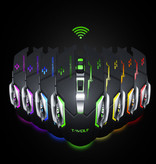 T-WOLF Bezprzewodowa mysz do gier Q-13 - ergonomiczna optyczna RGB 2,4 GHz z regulacją DPI do 2400 DPI - biała