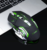 T-WOLF Ratón inalámbrico para juegos Q-13 - Ratón ergonómico óptico RGB de 2,4 GHz con ajuste de DPI de hasta 2400 DPI - Blanco