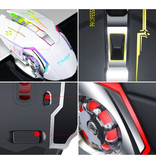 T-WOLF Souris gaming sans fil Q-13 - Optique RGB 2,4 GHz ergonomique avec réglage DPI jusqu'à 2 400 DPI - Blanche
