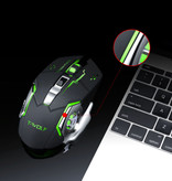 T-WOLF Ratón inalámbrico para juegos Q-13 - Ratón ergonómico óptico RGB de 2,4 GHz con ajuste de DPI de hasta 2400 DPI - Blanco