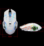 T-WOLF Q-13 Kabellose Gaming-Maus – Optischer 2,4-GHz-RGB-Sensor, ergonomisch, DPI-Einstellung bis zu 2400 DPI – Weiß