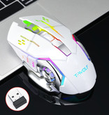 T-WOLF Ratón inalámbrico para juegos Q-13 - Ratón ergonómico óptico RGB de 2,4 GHz con ajuste de DPI de hasta 2400 DPI - Blanco