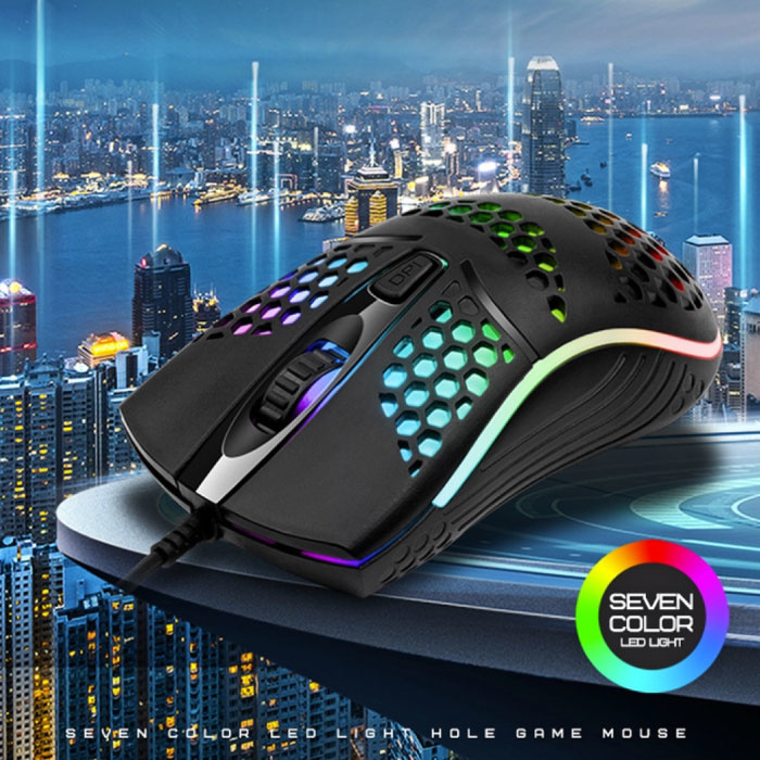 Erilles Souris Gamer Optique Filaire - Ambidextre et Ergonomique avec Réglage DPI jusqu'à 2400 DPI - Noir