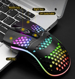 Erilles Optische Gaming-Maus mit Kabel – beidhändig tragbar und ergonomisch mit DPI-Anpassung bis zu 2400 DPI – Schwarz