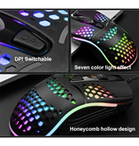 Erilles Optische Gaming-Maus mit Kabel – beidhändig tragbar und ergonomisch mit DPI-Anpassung bis zu 2400 DPI – Weiß