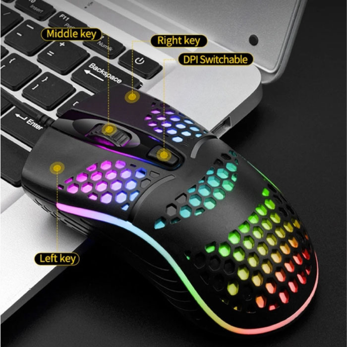 Erilles Souris Gamer Optique Filaire - Ambidextre et Ergonomique avec Réglage DPI jusqu'à 2400 DPI - Blanche