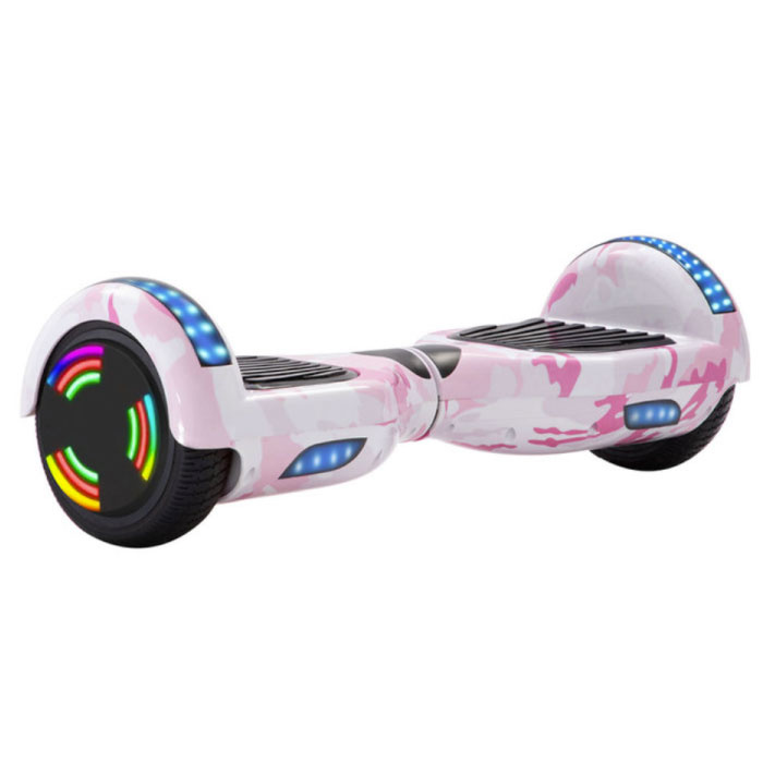 Hoverboard avec haut-parleur Bluetooth et éclairage RGB - Pneus 6,5" - Moteur 500W - Balance électrique Hover Board Camo Pink