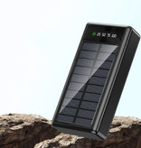 OLOEY 100.000 mAh Solar-Powerbank mit 4 Anschlüssen und 3 Arten von Ladekabeln - Eingebaute Taschenlampe - Externes Notfall-Akkuladegerät Ladegerät Sun Black