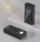 OLOEY Banque d'alimentation solaire 100 000 mAh avec 4 ports et 3 types de câble de charge - Lampe de poche intégrée - Chargeur de batterie d'urgence externe Sun Black