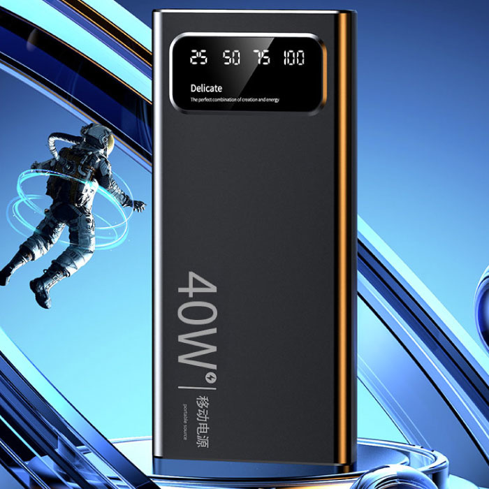 Tollcuudda 20.000 mAh Mini-Powerbank mit LED-Anzeige - 40 W Notfall-Akku Ladegerät Schwarz