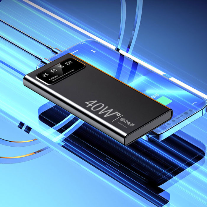 Tollcuudda 20.000 mAh Mini-Powerbank mit LED-Anzeige - 40 W Notfall-Akku Ladegerät Schwarz