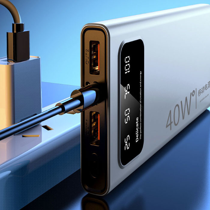 Tollcuudda 20.000 mAh Mini-Powerbank mit LED-Anzeige - 40 W Notfall-Akku Ladegerät Schwarz