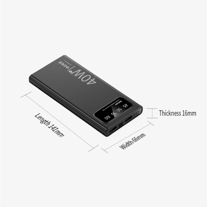 Tollcuudda 20.000 mAh Mini-Powerbank mit LED-Anzeige - 40 W Notfall-Akku Ladegerät Schwarz