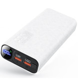 Qoovi 20,000mAh Power Bank with 3 Charging Ports - 20W Power Delivery - External Emergency Battery Charger White