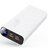 Qoovi Banque d'alimentation 20 000 mAh avec 3 ports de charge - Alimentation 20 W - Chargeur de batterie d'urgence externe Blanc