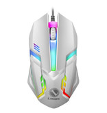 Limei Mouse da gioco ottico S1 cablato - Ambidestro ed ergonomico con 1200 DPI - bianco