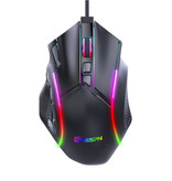 MKESPN X15 Optische Gaming-Maus mit Kabel – 12 Tasten mit Makros – RGB-Farben – Rechtshänder mit DPI-Anpassung bis zu 12800 DPI – Schwarz