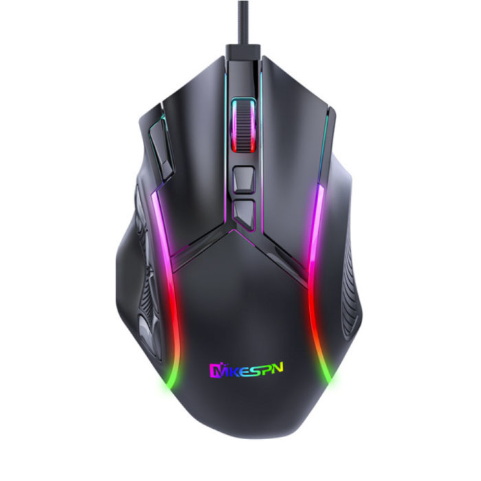 X15 Optische Gaming-Maus mit Kabel – 12 Tasten mit Makros – RGB-Farben – Rechtshänder mit DPI-Anpassung bis zu 12800 DPI – Schwarz