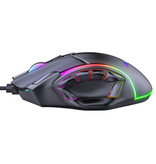 MKESPN Ratón óptico para juegos X15 con cable - 12 botones con macros - Colores RGB - Diestro con ajuste DPI hasta 12800 DPI - Negro