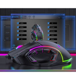 MKESPN X15 Optische Gaming-Maus mit Kabel – 12 Tasten mit Makros – RGB-Farben – Rechtshänder mit DPI-Anpassung bis zu 12800 DPI – Schwarz