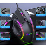 MKESPN X15 Optische Gaming-Maus mit Kabel – 12 Tasten mit Makros – RGB-Farben – Rechtshänder mit DPI-Anpassung bis zu 12800 DPI – Schwarz