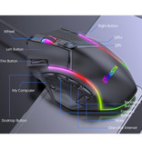 MKESPN Mouse ottico da gioco X15 cablato - 12 pulsanti con macro - Colori RGB - Mano destra con regolazione DPI fino a 12800 DPI - Nero