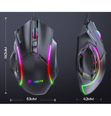 MKESPN X15 Optical Gaming Mouse Wired - 12 Buttons with Macros - RGB Colors - Right Handed with DPI Adjustment up to 12800 DPI - Black