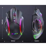 MKESPN X15 Optische Gaming-Maus mit Kabel – 12 Tasten mit Makros – RGB-Farben – Rechtshänder mit DPI-Anpassung bis zu 12800 DPI – Schwarz