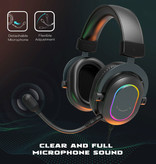 Fifine Auriculares para juegos RGB - Para PS4/XBOX/Switch/PC Sonido envolvente 7.1 - Auriculares Auriculares con micrófono Negro