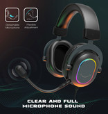 Fifine Casque Gaming RVB - Pour PS4/XBOX/Switch/PC Son Surround 7.1 - Casque Casque avec Microphone Noir