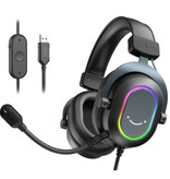 Fifine Auriculares para juegos RGB - Para PS4/XBOX/Switch/PC Sonido envolvente 7.1 - Auriculares Auriculares con micrófono Negro