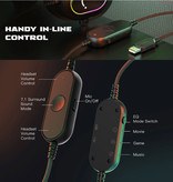 Fifine RGB Gaming Headset – Für PS4/XBOX/Switch/PC 7.1 Surround Sound – Kopfhörer Kopfhörer mit Mikrofon Weiß