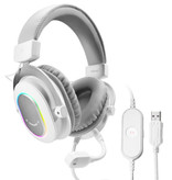 Fifine Auriculares para juegos RGB - Para PS4/XBOX/Switch/PC Sonido envolvente 7.1 - Auriculares Auriculares con micrófono Blanco