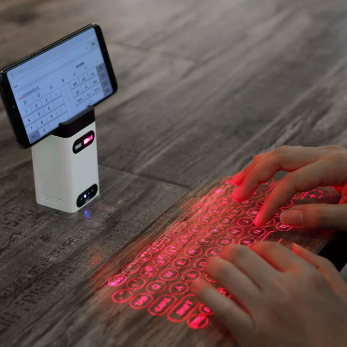 Clavier Laser M1 - Mini Clavier Virtuel Portable Projection LED Sans Fil - Compatible avec PC, Ordinateur Portable et Smartphone - Blanc