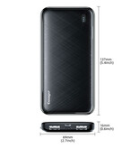 Essager Power Bank 10,000mAh with 2 Charging Ports - 2.1A External Battery Charger Black