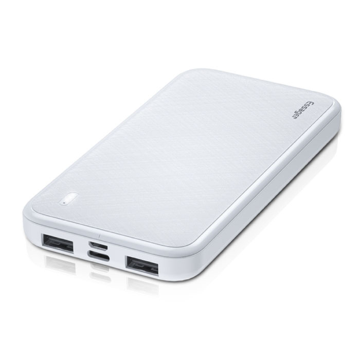 Power Bank 10,000mAh with 2 Charging Ports - 2.1A External Battery Charger White